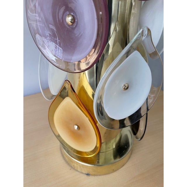 2020s Contemporary Brass Murano Glass Flame Lamps, Italy - a Pair EU Wired For Sale - Image 5 of 13