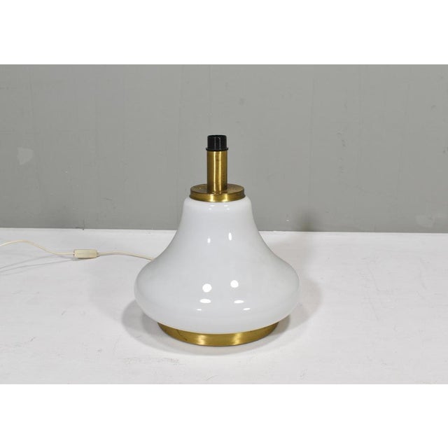 Large Italian Table Lamp in Opaline Glass and Brass, 1970s For Sale - Image 10 of 12