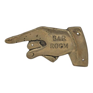 Vintage Brass Pointing Hand Bar Sign For Sale