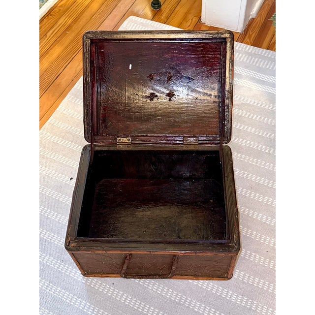 Bamboo Wooden Storage Box With Woven Handles, Hand Carved For Sale - Image 11 of 11