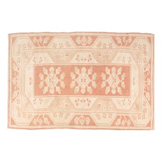 Burnt Orange and Beige Faded Neutral Area Rug For Sale