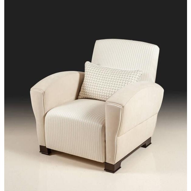 Imported from Italy, this contemporary lounge chair offers a clean, comfortable profile with wide upholstered arms, a...