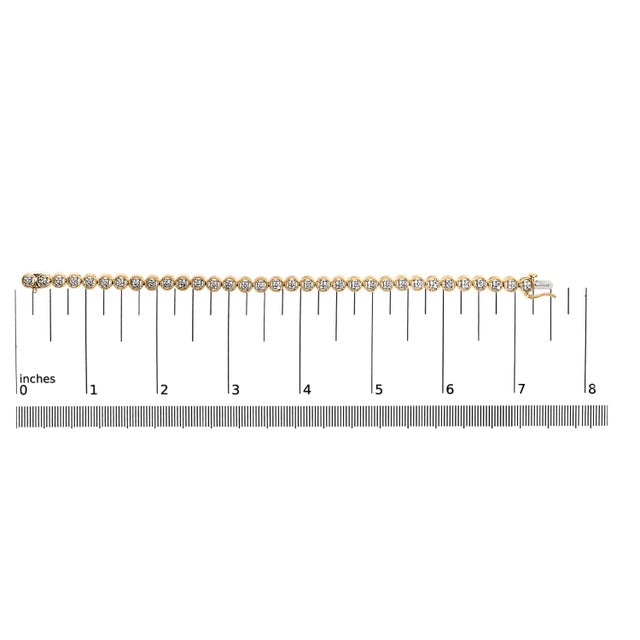 2 Micron 14K Yellow Gold Plated Sterling Silver Diamond Circle Tennis Bracelet (0.10 cttw, I-J Color, I2-I3 Clarity) For Sale In New York - Image 6 of 6