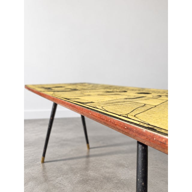 Mid-Century Modern Italian Coffee Table with Egyptian Decor, 1950s For Sale - Image 9 of 10