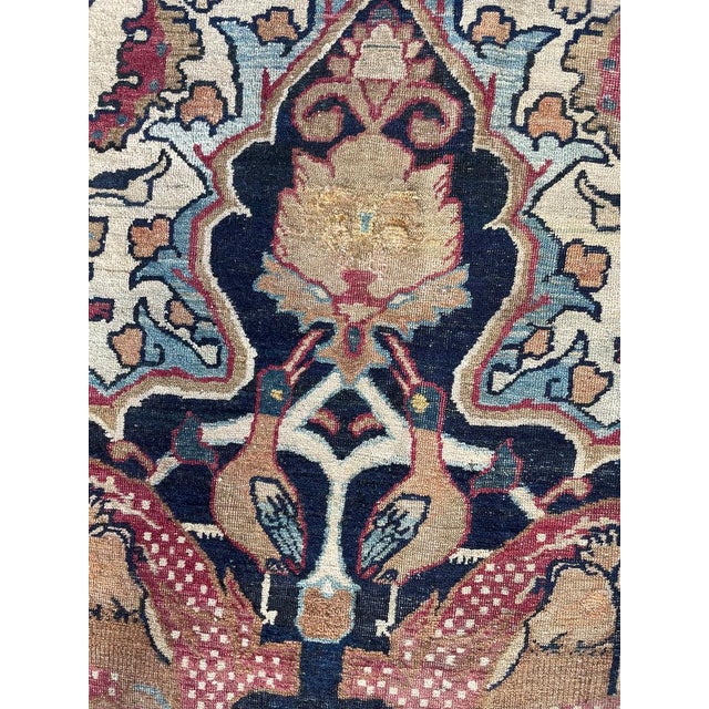 1880's Antique Persian Kerman Lavar "LION VS BULL" Rug 9.2 x 12.5 For Sale - Image 13 of 18