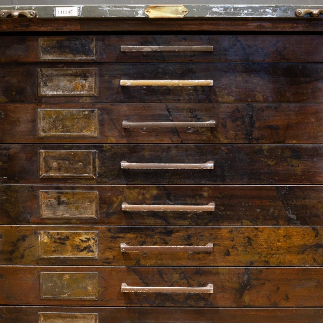 Industrial Early 20th C. Eleven Drawer Flat File Cabinet c.1940 For Sale - Image 3 of 12