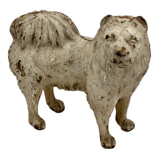Very Rare & Hard 2 Find Model Antique American Cast Iron Standing Chow Chow Dog Doorstop - Circa 1920s For Sale
