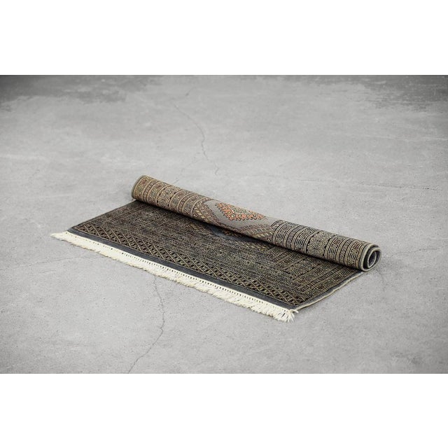 Blue Hand-Woven Blue & Grey Bukhara Rug, 1960s For Sale - Image 8 of 17