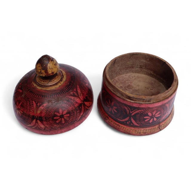 Handpainted Wooden Lacquerware Spice Box, 1950s For Sale - Image 4 of 11