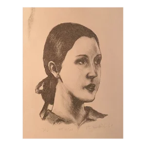 1969 Lithograph Portrait of Marie