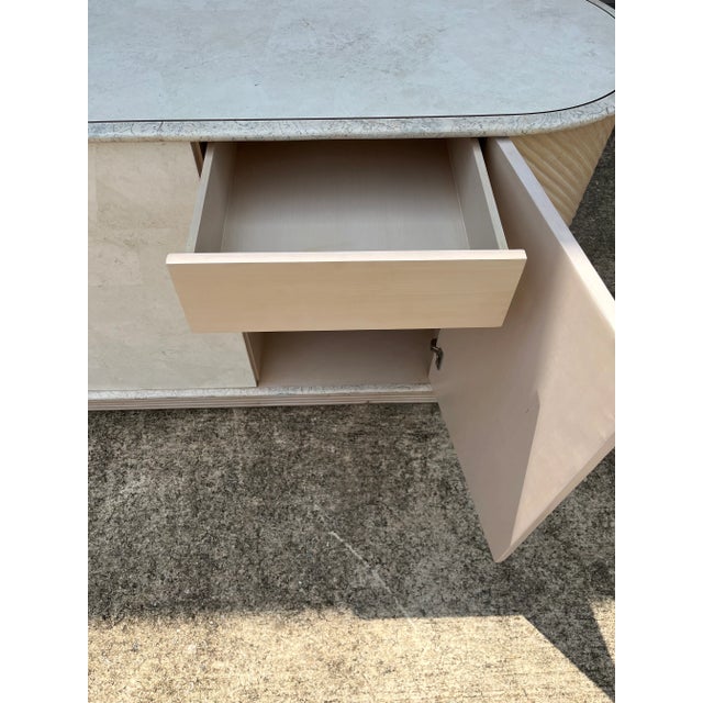 Tan 1990s Casa Bique Coastal Tessellated Stone and Rattan Look Credenza For Sale - Image 8 of 11