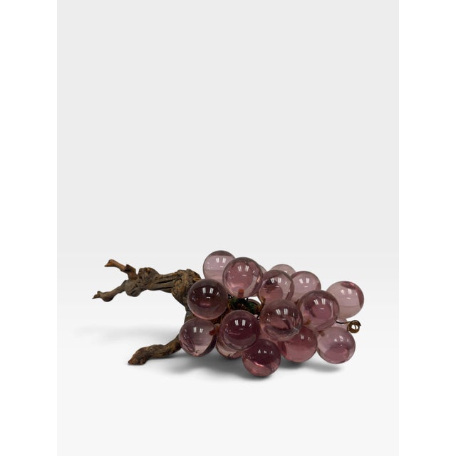 Mid-Century Modern Vintage 1960s Mid-Century Modern Amethyst Lucite Grape Cluster on Driftwood For Sale - Image 3 of 6