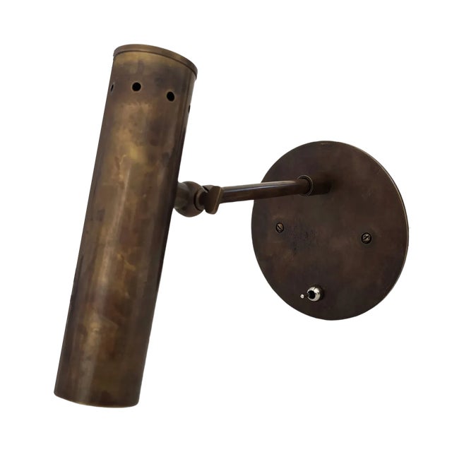 Mid-Century Modern Midcentury Italian Raw Brass Directional Sconces - a Pair For Sale - Image 3 of 4