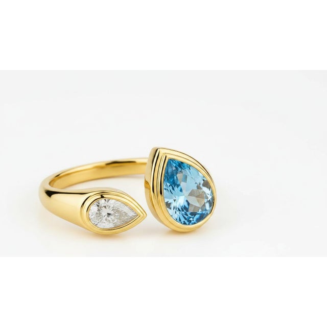 Not Yet Made - Made To Order Toi Et Moi Gemstone Ring: Topaz and Moissanite, Size 7.5 For Sale - Image 5 of 8