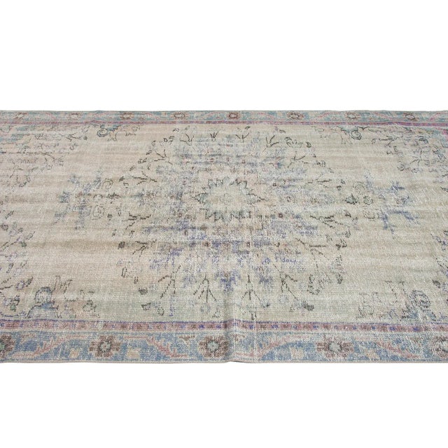 Distressed Vintage Turkish Oushak Rug For Sale - Image 4 of 6