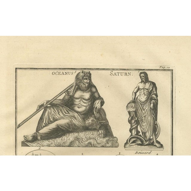 Montfaucon, Oceanus, Saturn, Prometheus and Janus, Engraving, 1721 For Sale - Image 6 of 10