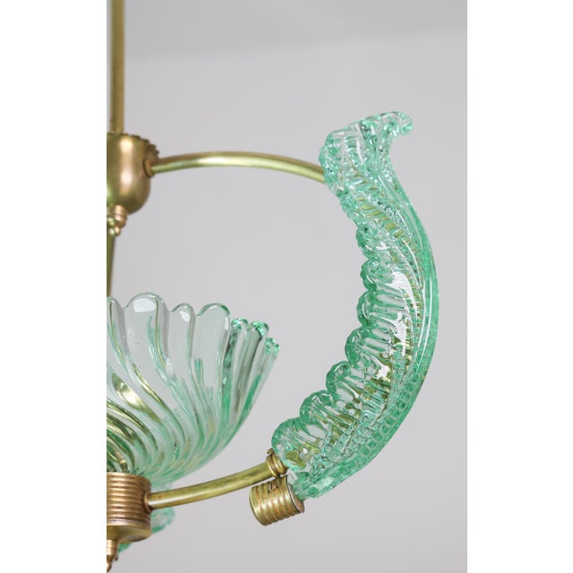 1950s Extra Rare Green Acquamarine Art Deco Barovier E Toso Chandelier For Sale - Image 9 of 16