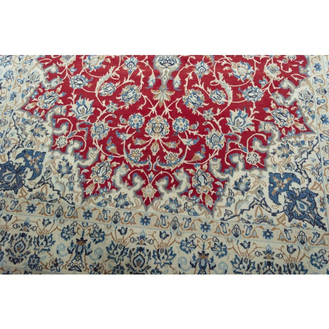 Textile Hand-Knotted Nain 9LA Oriental Rug with Silk Content ​ For Sale - Image 7 of 13