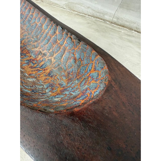 Oversized Hand-Carved Mango Wood Vessel — 95 Cm, Dark Mahogany Finish For Sale - Image 4 of 8