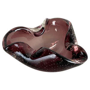 Large Pink Murano Bubble Glass Bowl or Ashtray, Italy, 1970s