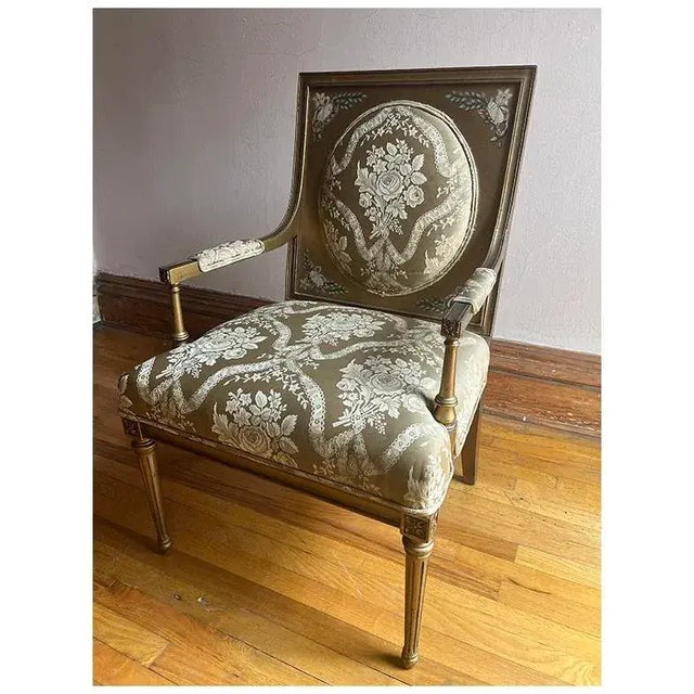 Early 20th Century French Louis XVI Style Neoclassical Arm Chair For Sale - Image 4 of 12