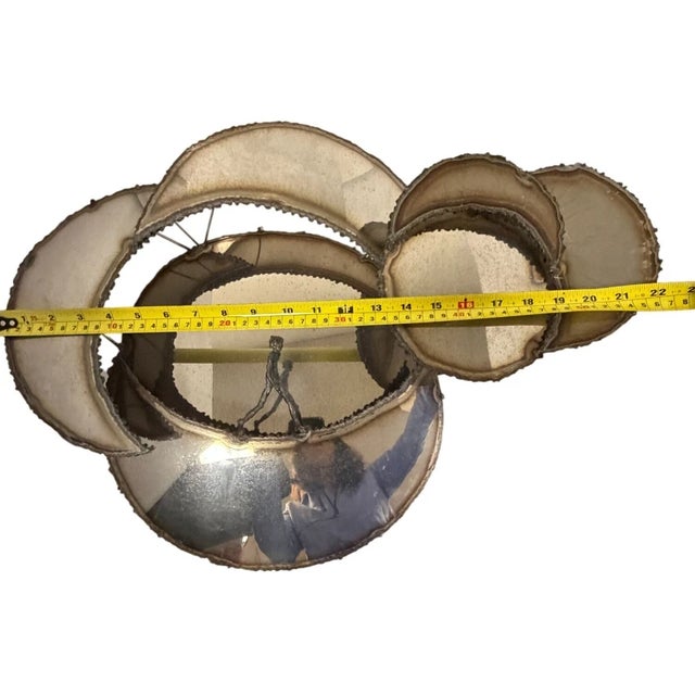 1970s Ron Isaacson MCM Metal Wall Sculpture Mirror 2/77 For Sale - Image 9 of 11