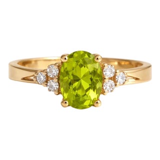 Peridot Engagement Wedding Ring, August Birthstone Peridot Cubic Zirconia Ring Us 7 For Sale