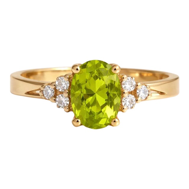 Peridot Engagement Wedding Ring, August Birthstone Peridot Cubic Zirconia Ring Us 7 For Sale
