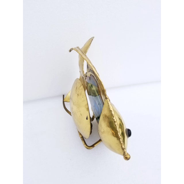 Isabelle Faure Isabelle & Robert Faure "Fish" Agate and Brass Lamp For Sale - Image 4 of 9