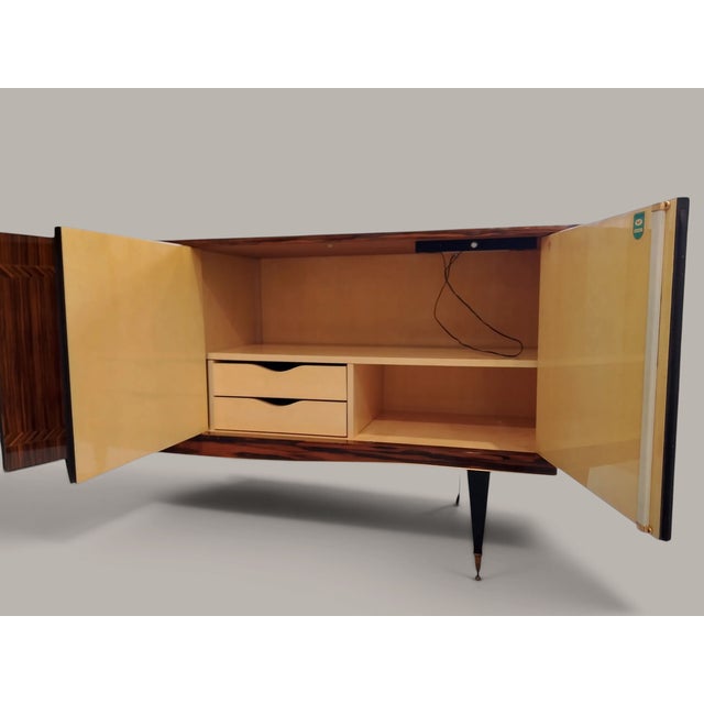 1930s Art Deco French Elegance in Macassar Complete Dining Room with Fine Inlays, 1930s, Set of 8 For Sale - Image 5 of 18