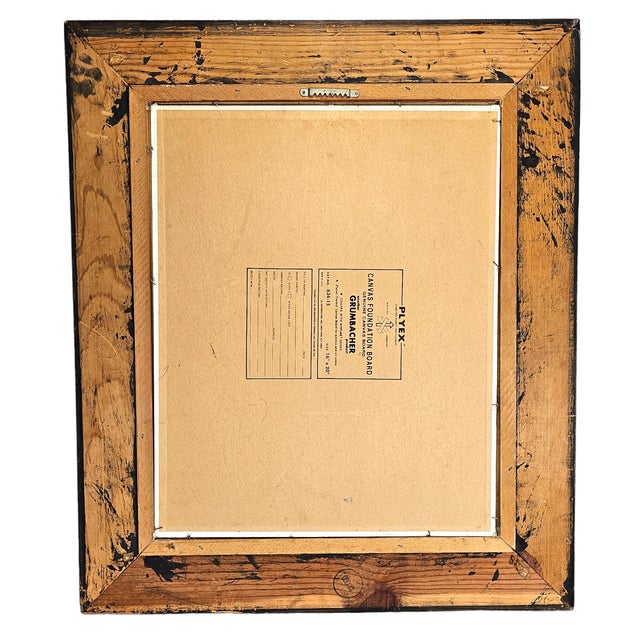 Vintage Red Flower Oil on Board Painting Wood Frame Signed "Harper" For Sale - Image 10 of 11