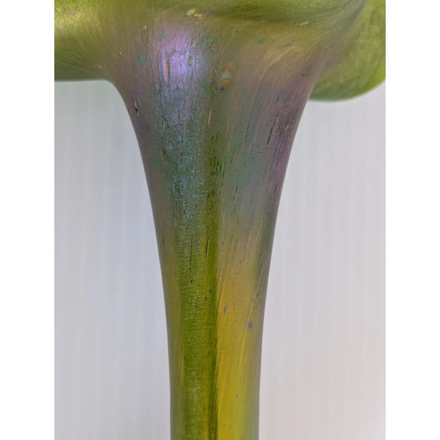 Antique Pallme-Konig Art Nouveau Green Iridescent Art Glass Vase For Sale - Image 9 of 9