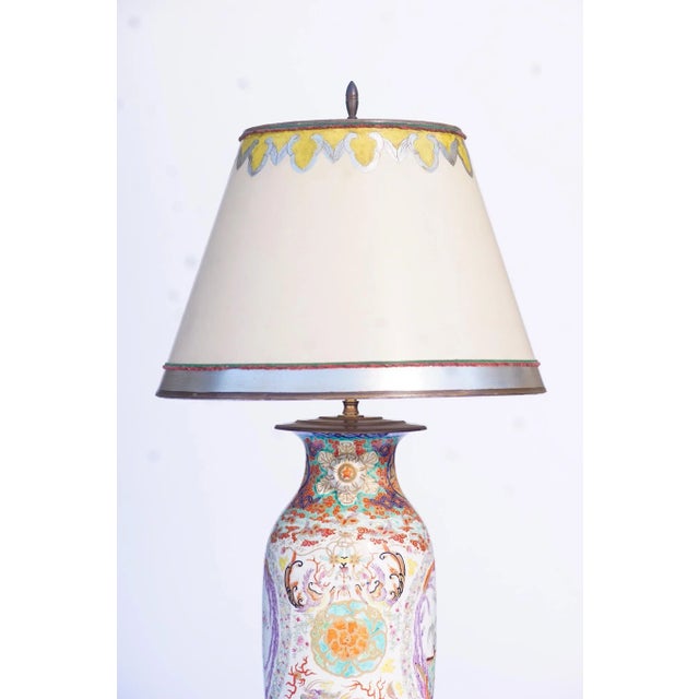 Chinese 19th C. Chinese Hand Painted Porcelain Lamp For Sale - Image 3 of 4