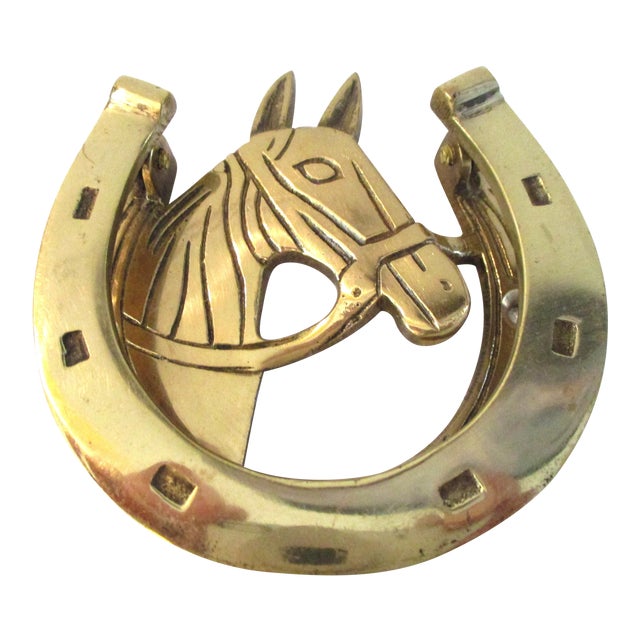 1980s Southwestern Solid Polished Brass Horse Head Door Knocker | Chairish