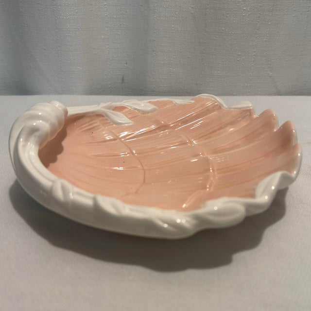 1980’s Regency Fitz & Floyd Pink Ceramic Shell Vide-Poche Catchall For Sale - Image 9 of 12