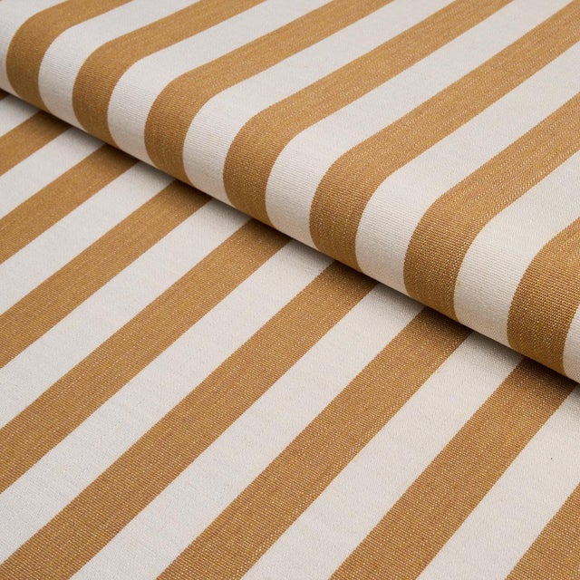 SAMPLE - Schumacher Hanson Indoor/Outdoor Stripe Fabric In Marigold For Sale