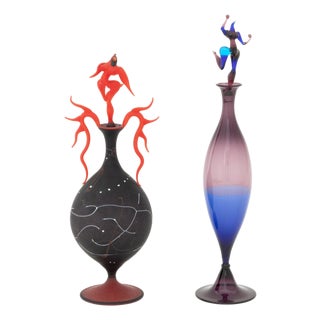 Collection of Two Murano Glass Figural Motif Perfume Bottles For Sale