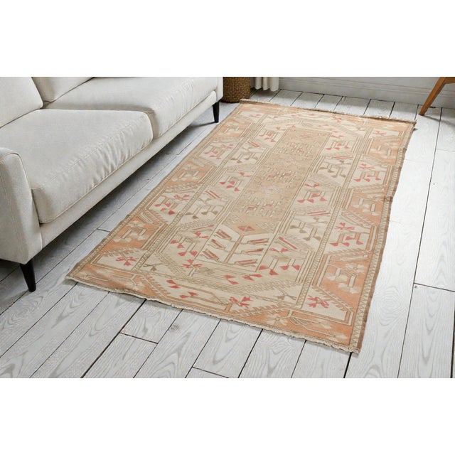 Anatolian Muted Faded Wool Aztec Rug For Sale - Image 3 of 11