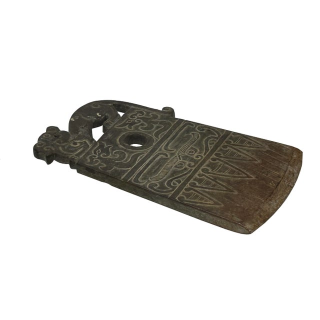 Oriental Stone Ritual Mythical Motif Carving Display Plaque Art For Sale - Image 4 of 10