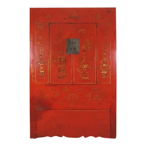 Red Antique Chinese Wedding Cabinet – 77 Inches Tall