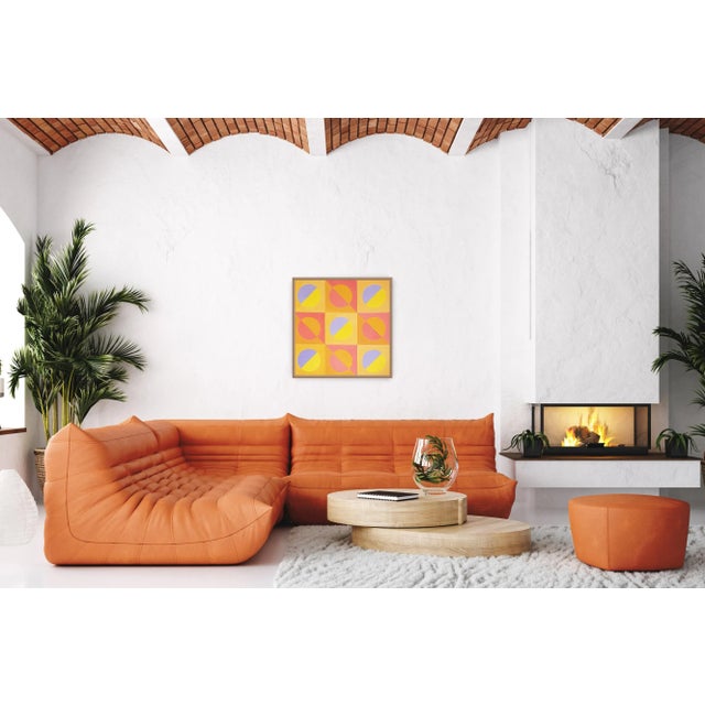 2020s 2023, Abstract Geometric Painting in Yellow and Pink of "Primary Geometry Bauhaus Gems" For Sale - Image 5 of 8