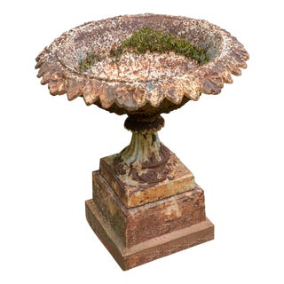 19th Century Cast Iron Urn Planter on Plinth, Late Victorian Style For Sale