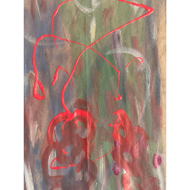 1980s 1980s Pair Abstract Paintings Florida Florals in Red and Purple by Elia Framed For Sale - Image 5 of 7