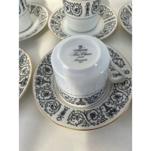 Mid-Century Modern Vintage Coventry Fine China Japan Laurent 653 Cups & Sauces S-6. For Sale - Image 3 of 6