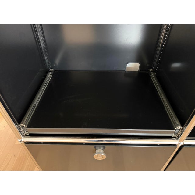 Black Ral 9011 Sideboard with 8 Compartments, 4 Doors and Pull-Out Shelf by Fritz Haller for USM Haller, Switzerland, 2000s For Sale - Image 11 of 18