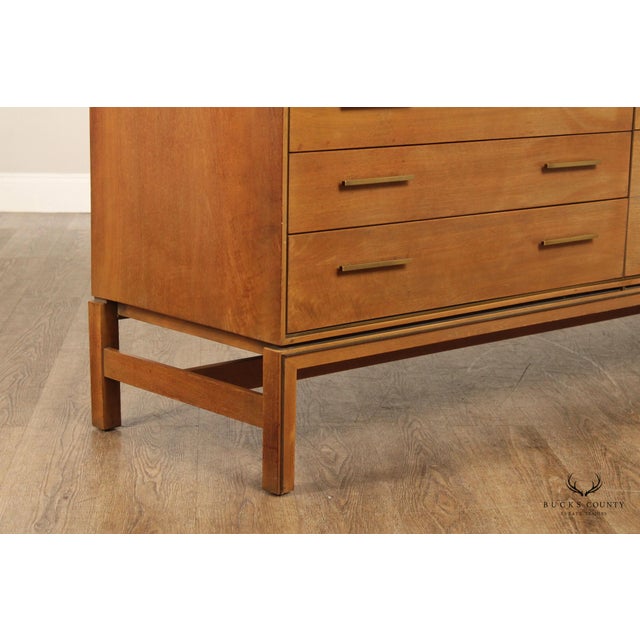 Wood Johnson Furniture Mid Century Modern Walnut Long Dresser For Sale - Image 7 of 11