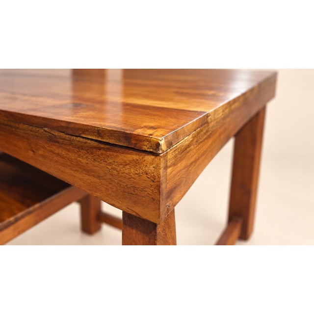 Vintage Dining Table and Chairs Set in Sheesham Wood, 2000s, Set of 5 For Sale - Image 10 of 11