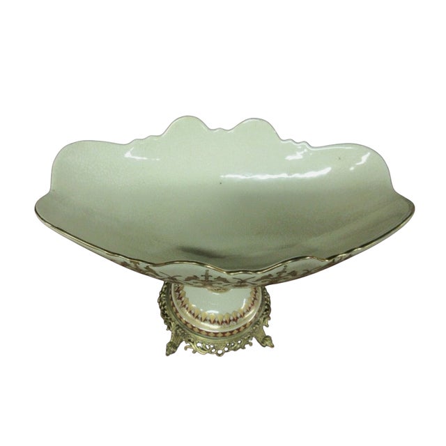 Metal 1980s Satsuma Bronze Porcelain Bronze Compote Urn Bowl Italian Regency For Sale - Image 7 of 9