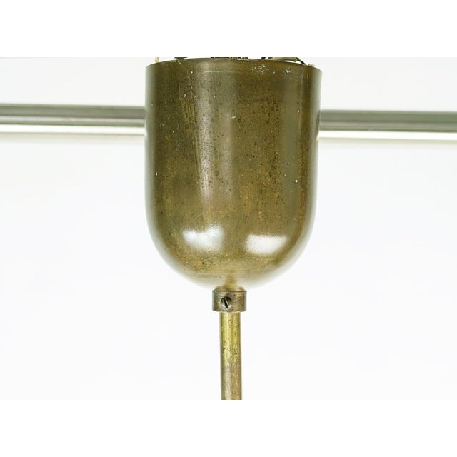 Goldenrod Brass and Clear Murano Glass Pendant Light attributed to Barovier & Toso For Sale - Image 8 of 13