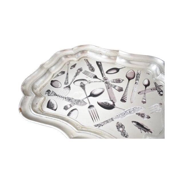Victorian Vintage Silver Decoupage Tray For Sale - Image 3 of 7